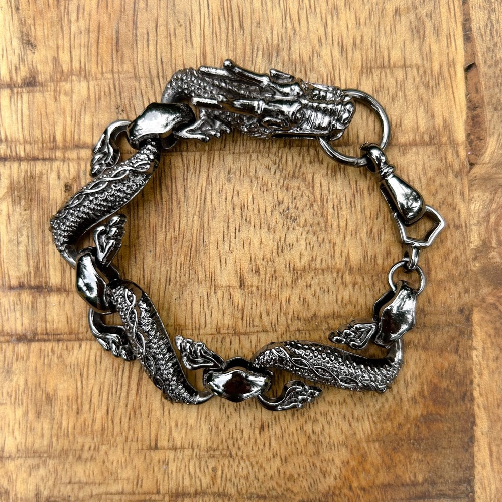 ✨Dragon bracelet hematite mixed metal, statement and protection in one.